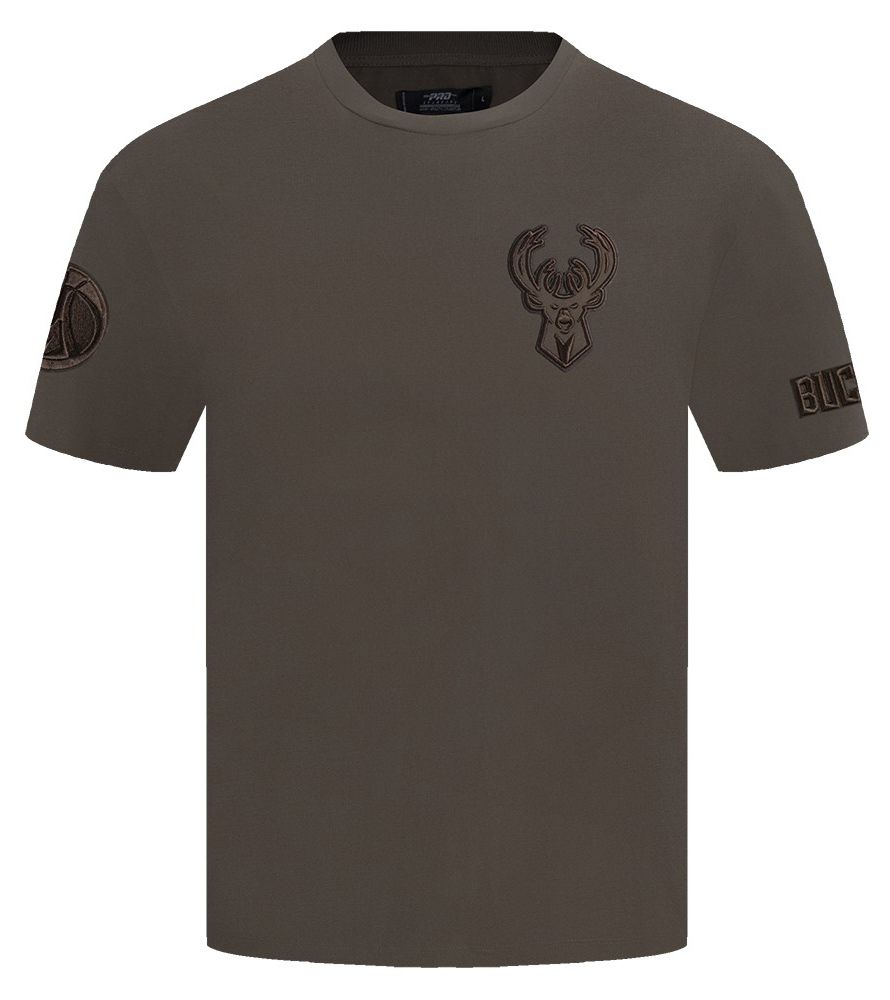 Pro Standard Men's Milwaukee Bucks Taupe Neutral Drop Shoulder Short Sleeve T-Shirt