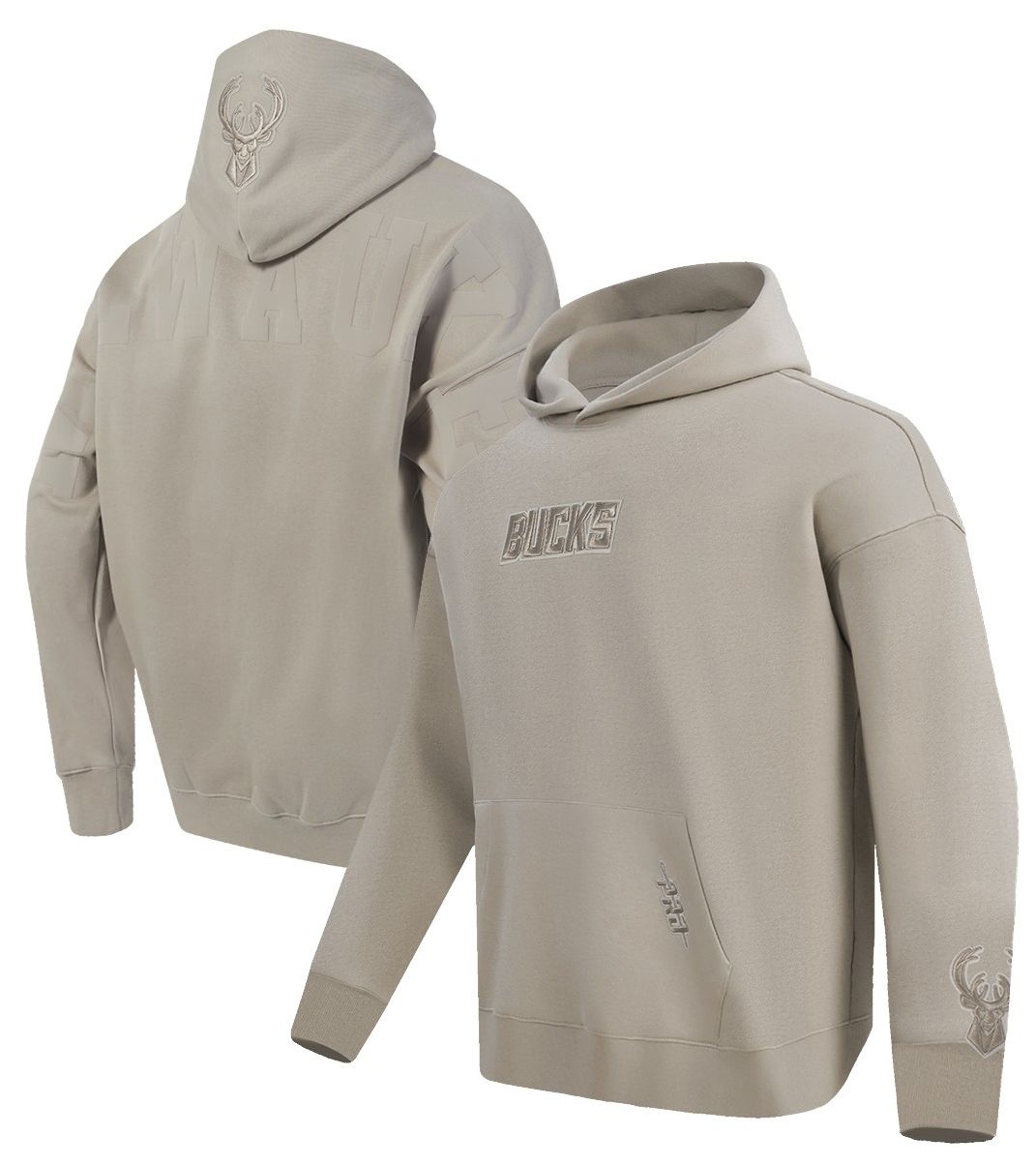 Pro Standard Men's Milwaukee Bucks Taupe Wingspan Drop Shoulder Hoodie