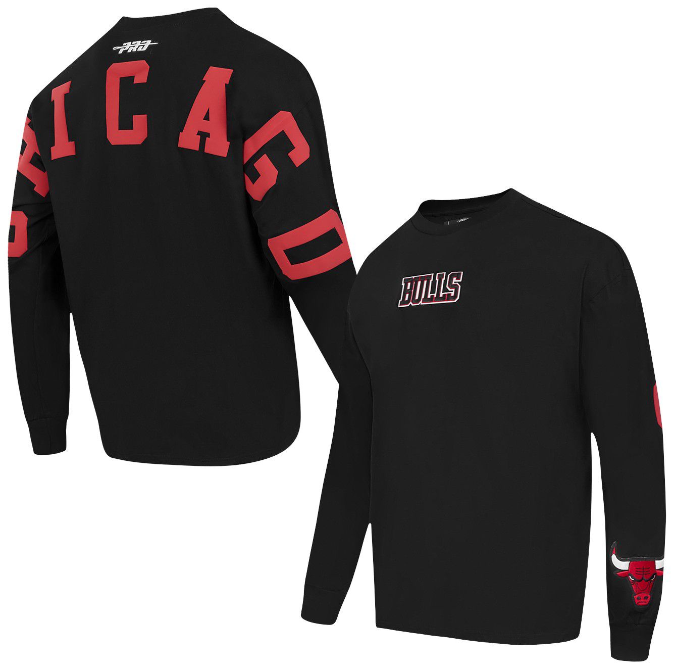 Pro Standard Men's Chicago Bulls Black Wingspan Drop Shoulder Long Sleeve T-Shirt