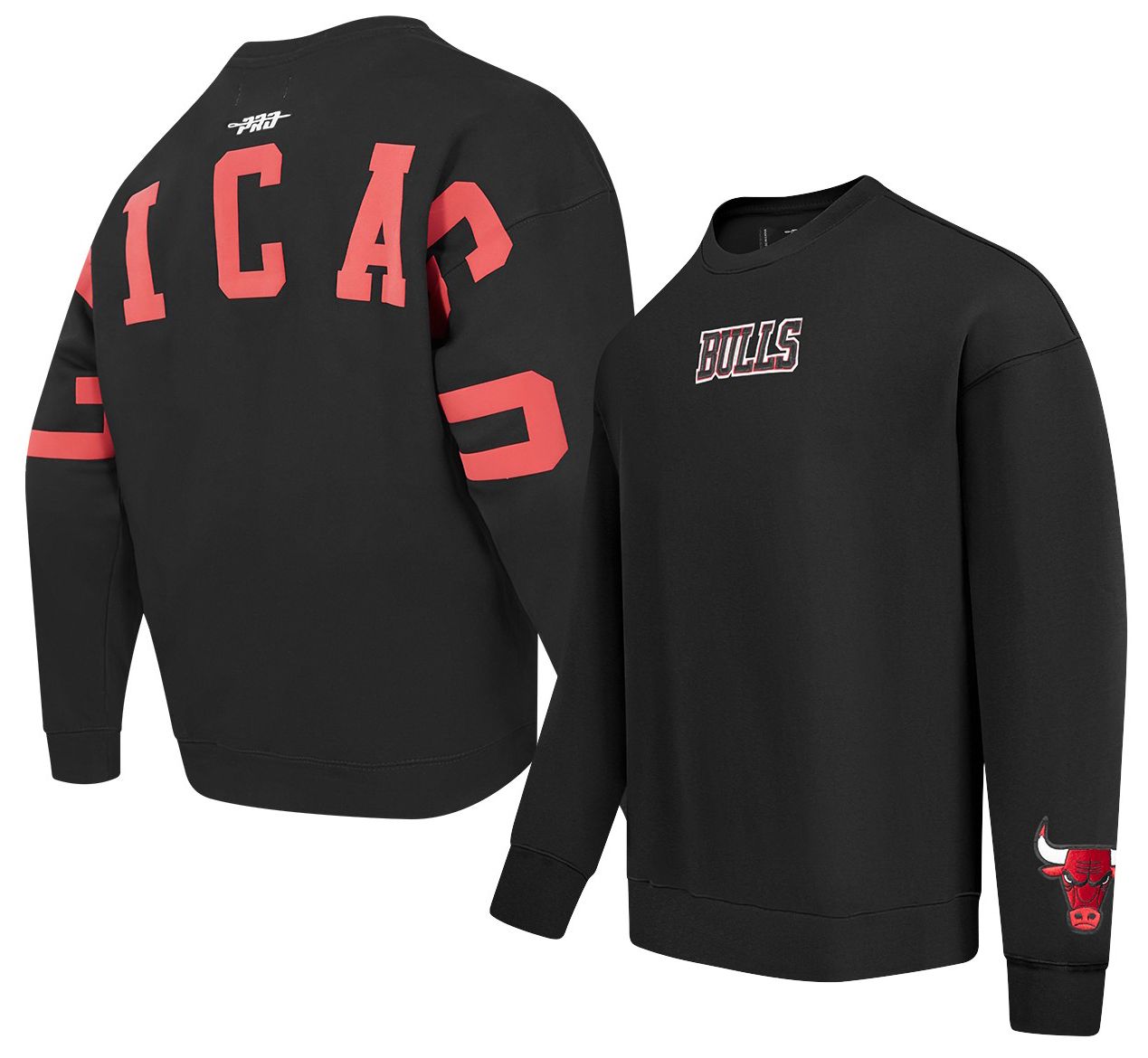 Pro Standard Men's Chicago Bulls Black Wingspan Drop Shoulder Fleece Crewneck Sweatshirt