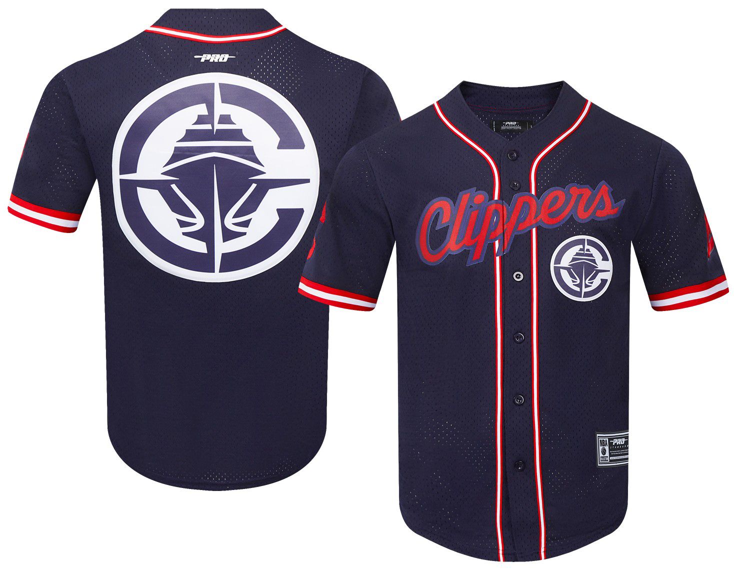Pro Standard Men's Los Angeles Clippers Navy Mesh Button Down Shirt