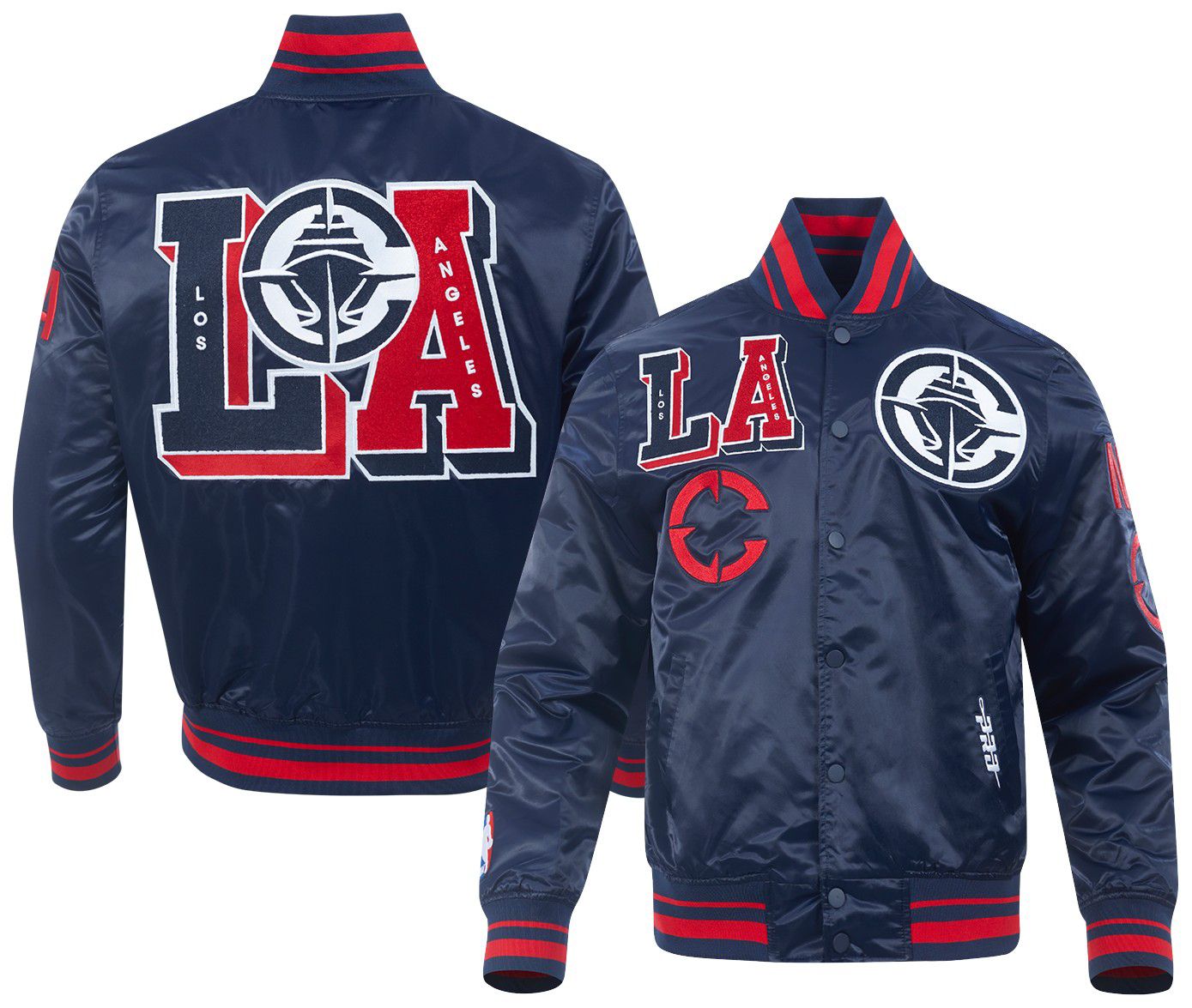 Pro Standard Men's Los Angeles Clippers Navy Mash Up Rib Satin Jacket