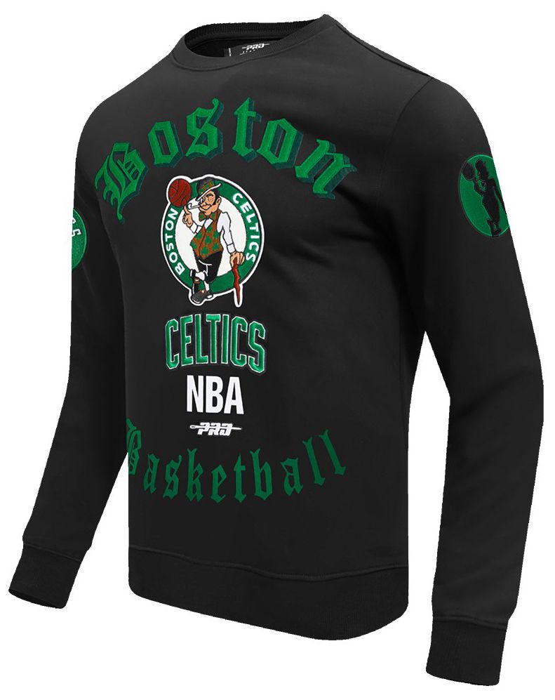 Pro Standard Men's Boston Celtics Black Old English Fleece Crewneck Sweatshirt