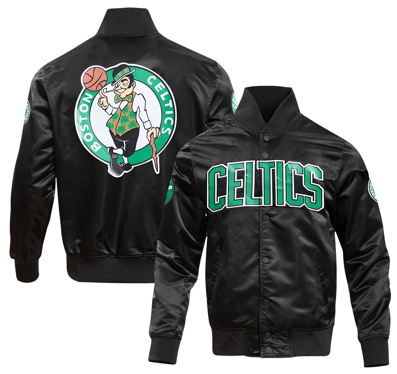 Pro Standard Men's Boston Celtics Black Big Logo Satin Jacket