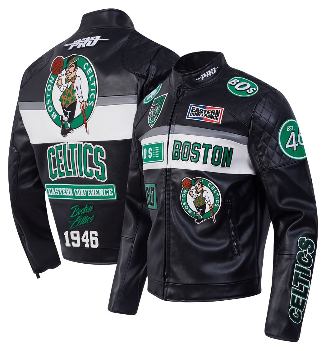 Pro Standard Men's Boston Celtics Black Moto Leather Jacket