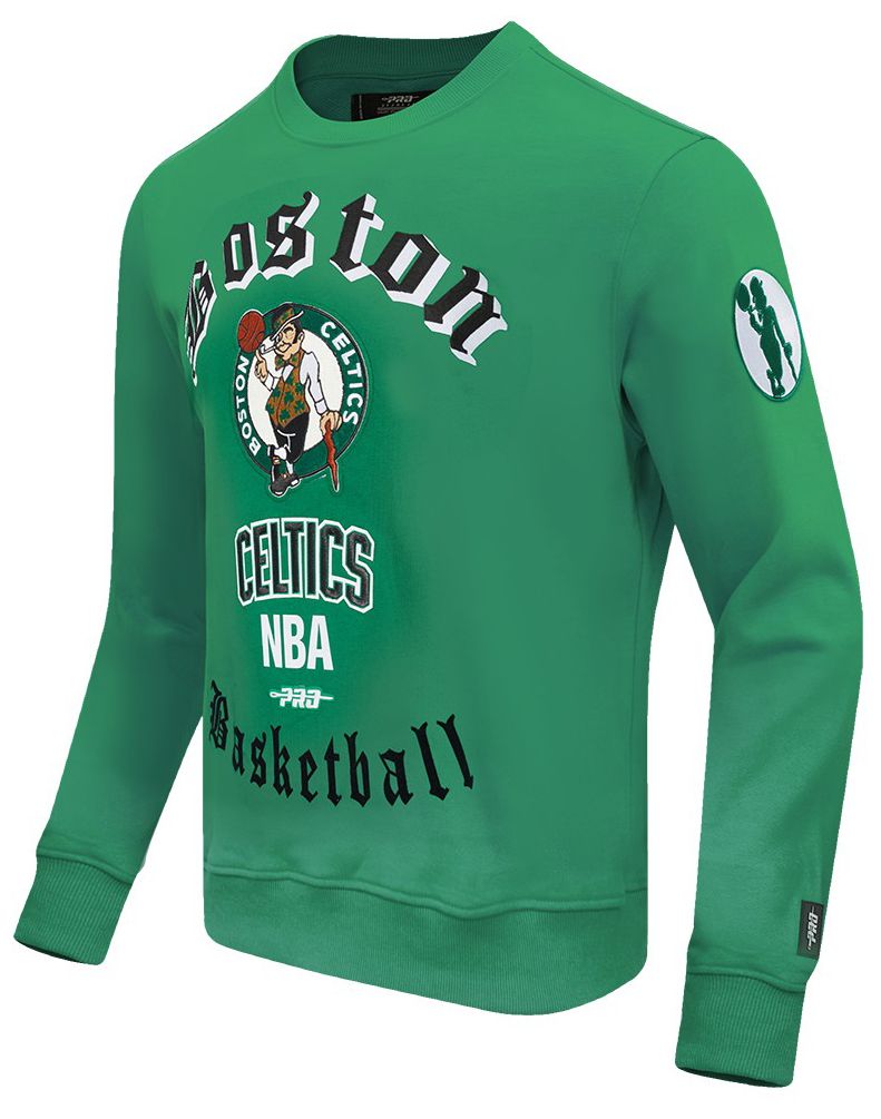 Pro Standard Men's Boston Celtics Green Old English Fleece Crewneck Sweatshirt