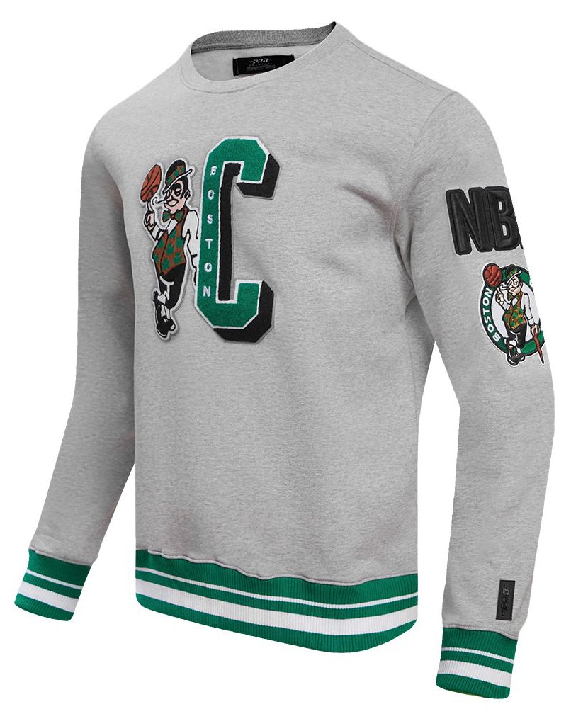 Pro Standard Men's Boston Celtics Grey Mash Up Rib Fleece Crewneck Sweatshirt