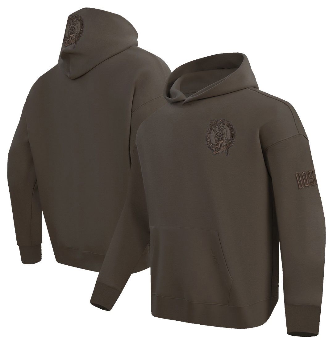 Pro Standard Men's Boston Celtics Taupe Neutral Drop Shoulder Fleece Hoodie