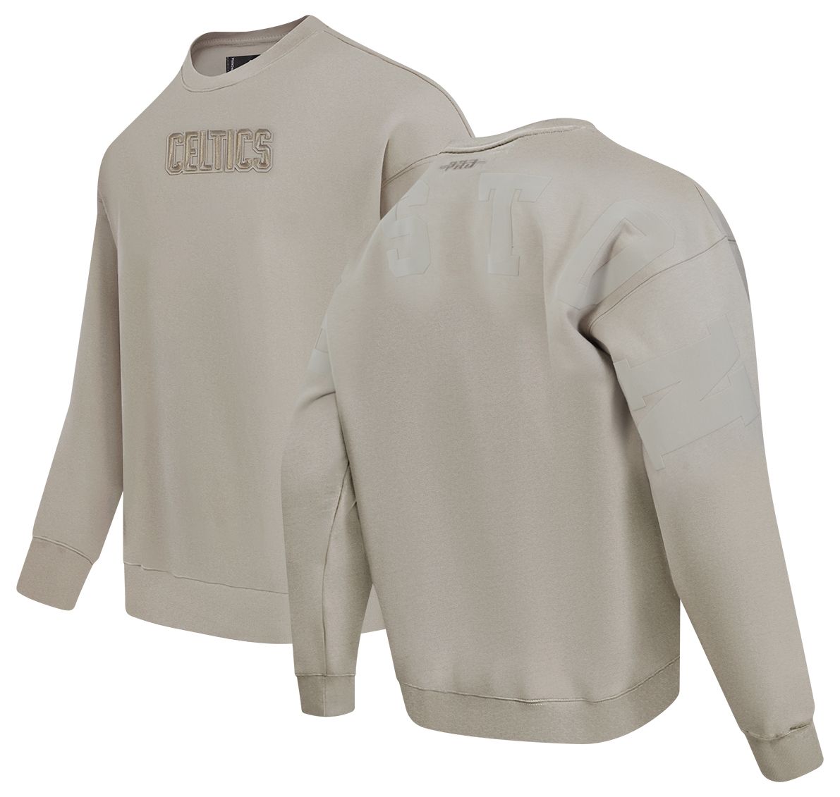 Pro Standard Men's Boston Celtics Taupe Wingspan Drop Shoulder Fleece Crewneck Sweatshirt