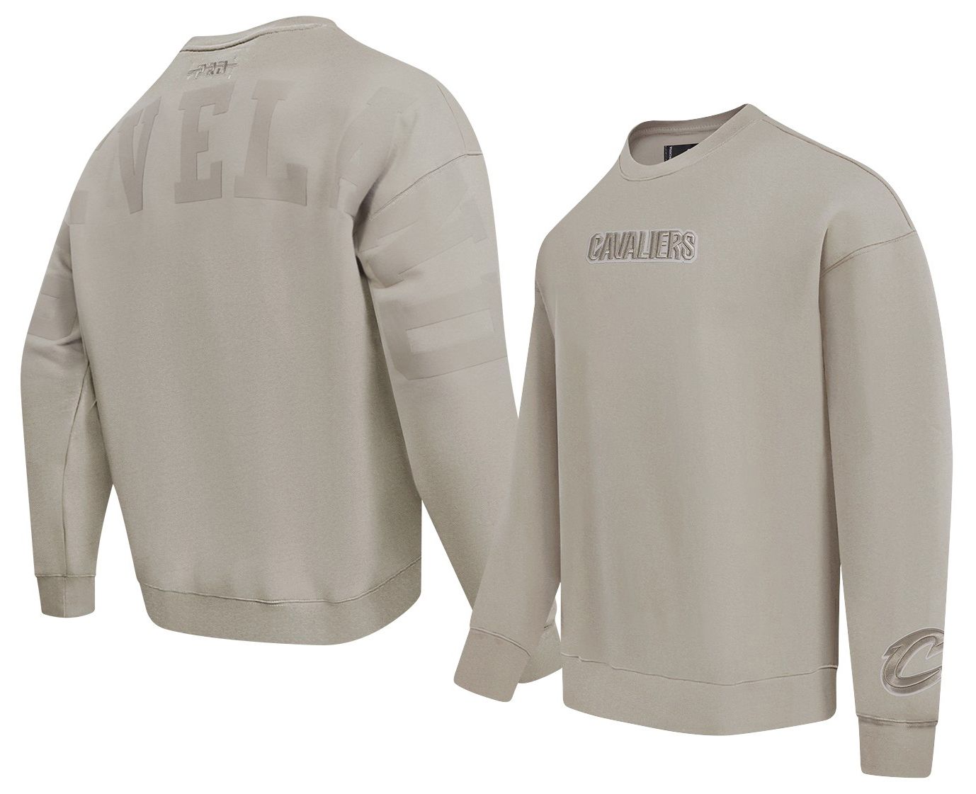 Pro Standard Men's Cleveland Cavaliers Taupe Wingspan Drop Shoulder Fleece Crewneck Sweatshirt