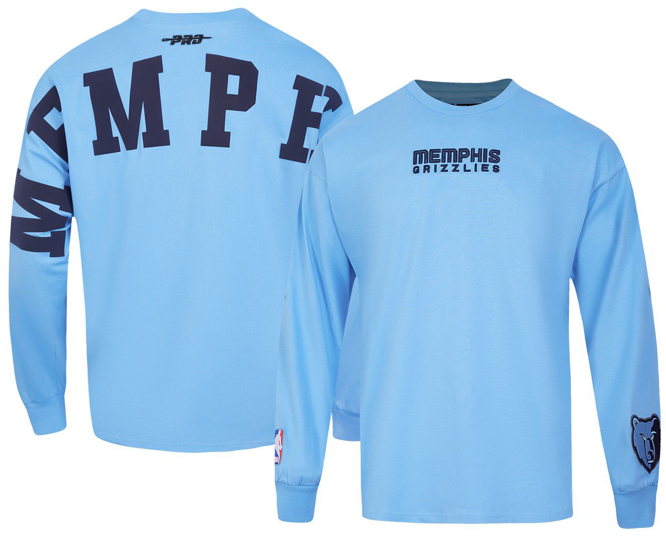 Pro Standard Men's Memphis Grizzlies Blue Wingspan Drop Shoulder Long Sleeve T-Shirt