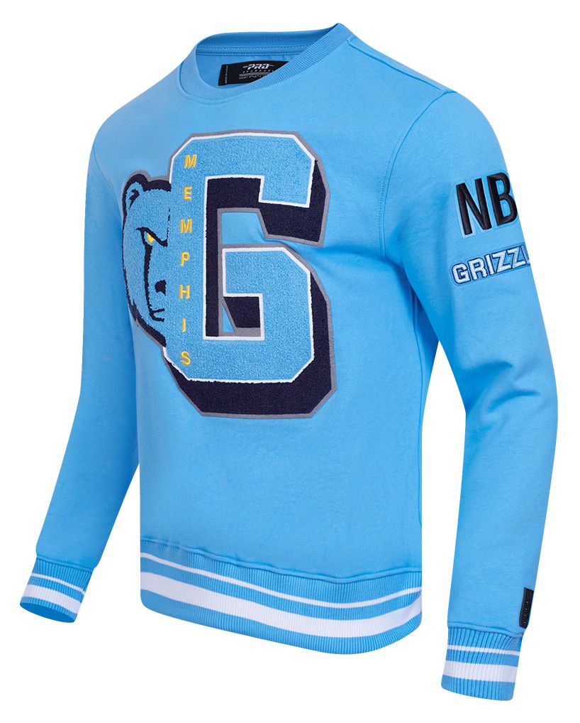Pro Standard Men's Memphis Grizzlies Blue Mash Up Rib Fleece Crewneck Sweatshirt