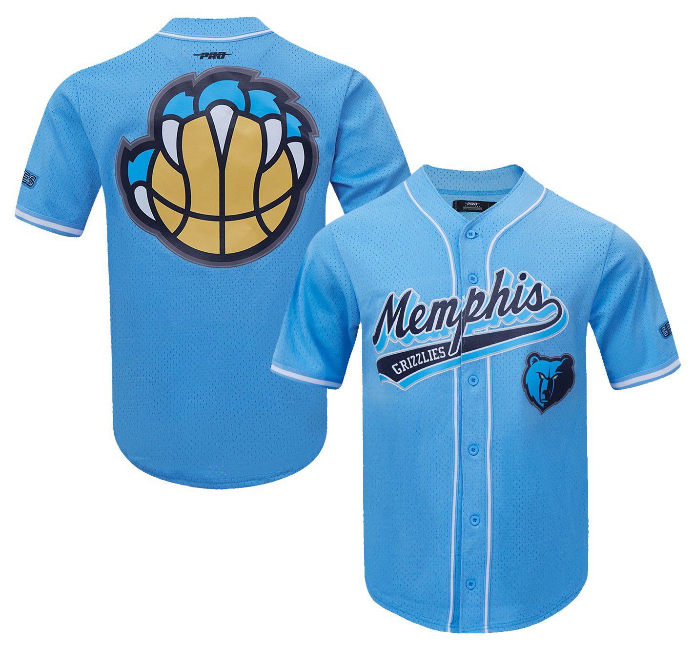 Pro Standard Men's Memphis Grizzlies Blue Script Tail Mesh Button Down Shirt