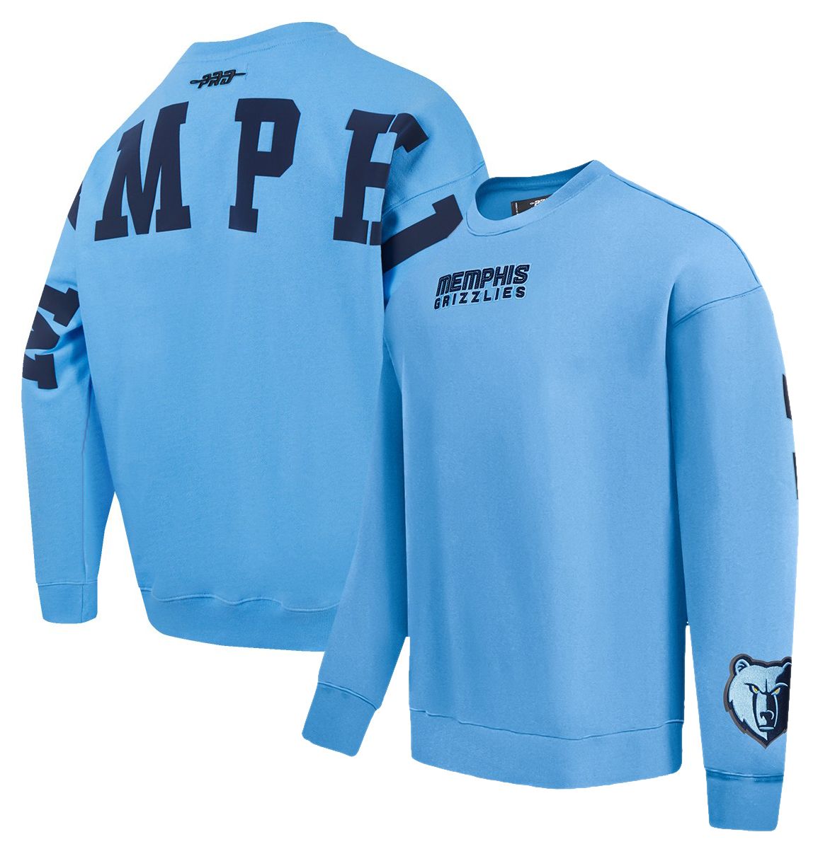 Pro Standard Men's Memphis Grizzlies Blue Wingspan Drop Shoulder Fleece Crewneck Sweatshirt