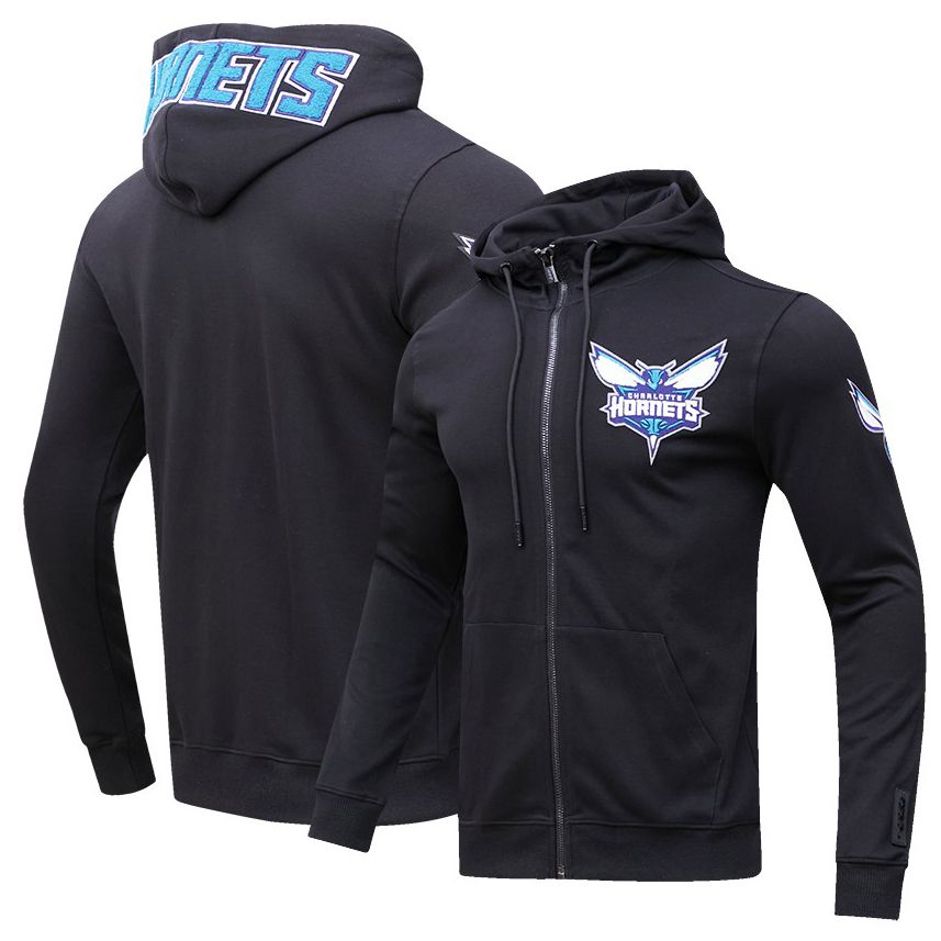 Pro Standard Men's Charlotte Hornets Black Classic Chenille Full Zip Hoodie