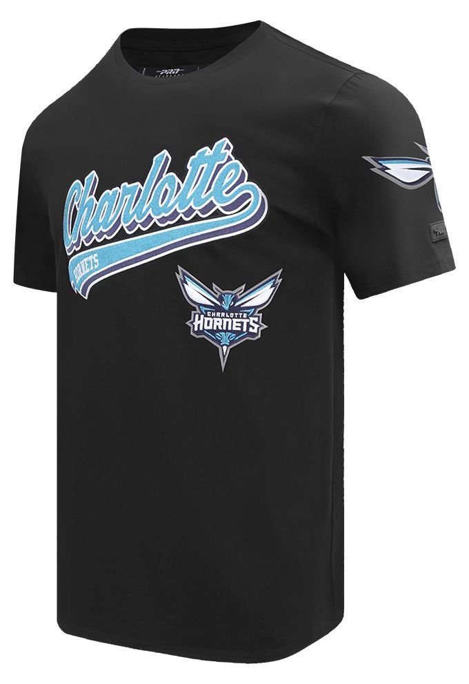 Pro Standard Men's Charlotte Hornets Black Script Tail Short Sleeve T-Shirt