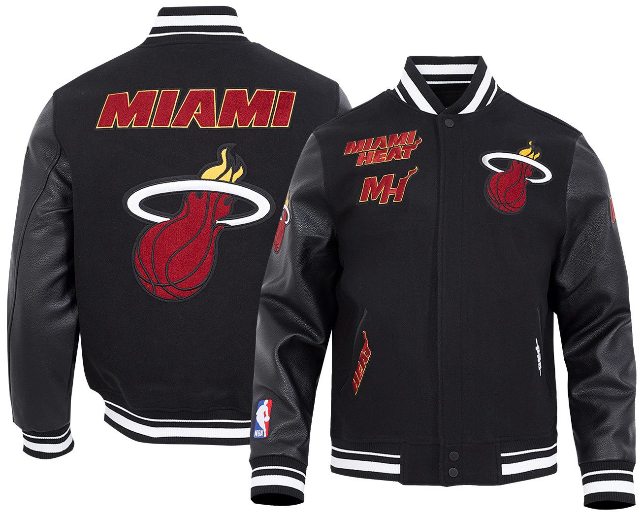 Pro Standard Men's Miami Heat Black Retro Classic Rib Wool Varsity Jacket