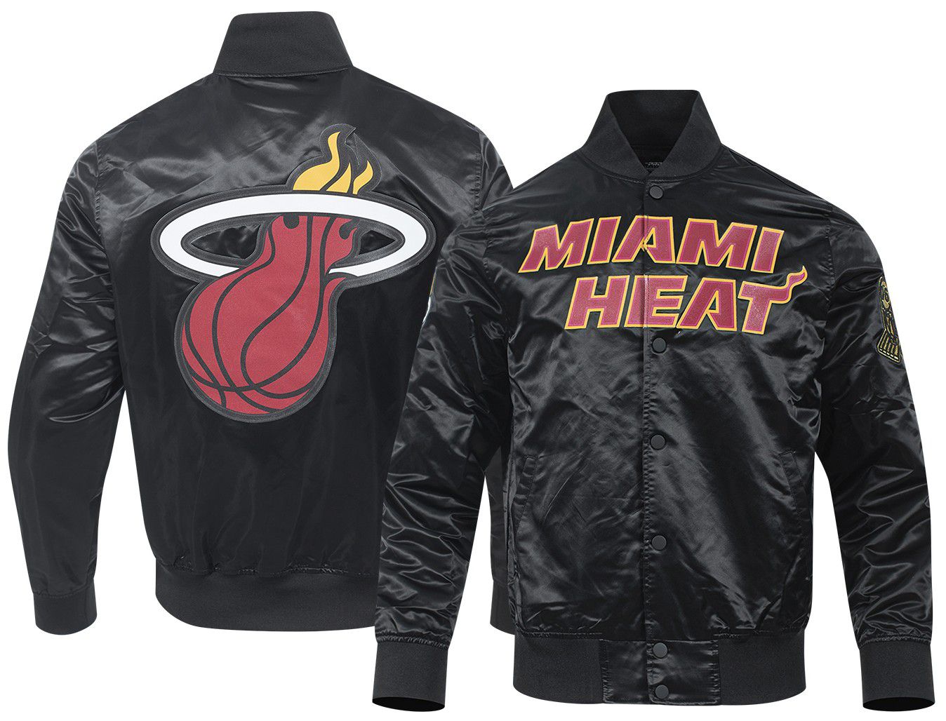 Pro Standard Men's Miami Heat Black Big Logo Satin Jacket