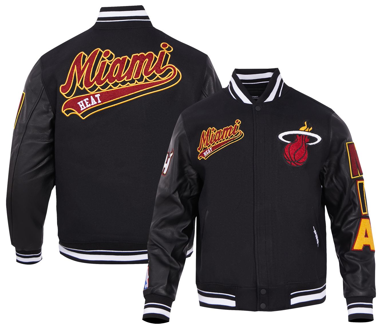 Pro Standard Men's Miami Heat Black Script Tail Rib Wool Varsity Jacket