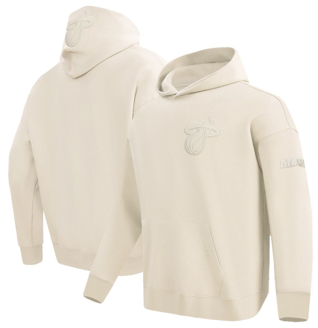 Pro Standard Men's Miami Heat Off White Neutral Drop Shoulder Fleece Hoodie