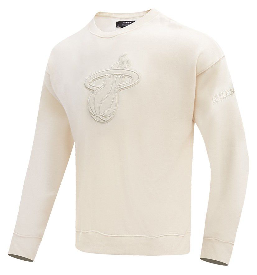 Pro Standard Men's Miami Heat Off White Neutral Drop Shoulder Fleece Crewneck Sweatshirt