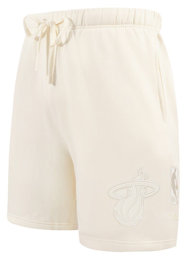 Pro Standard Men's Miami Heat Off White Neutral Fleece Shorts