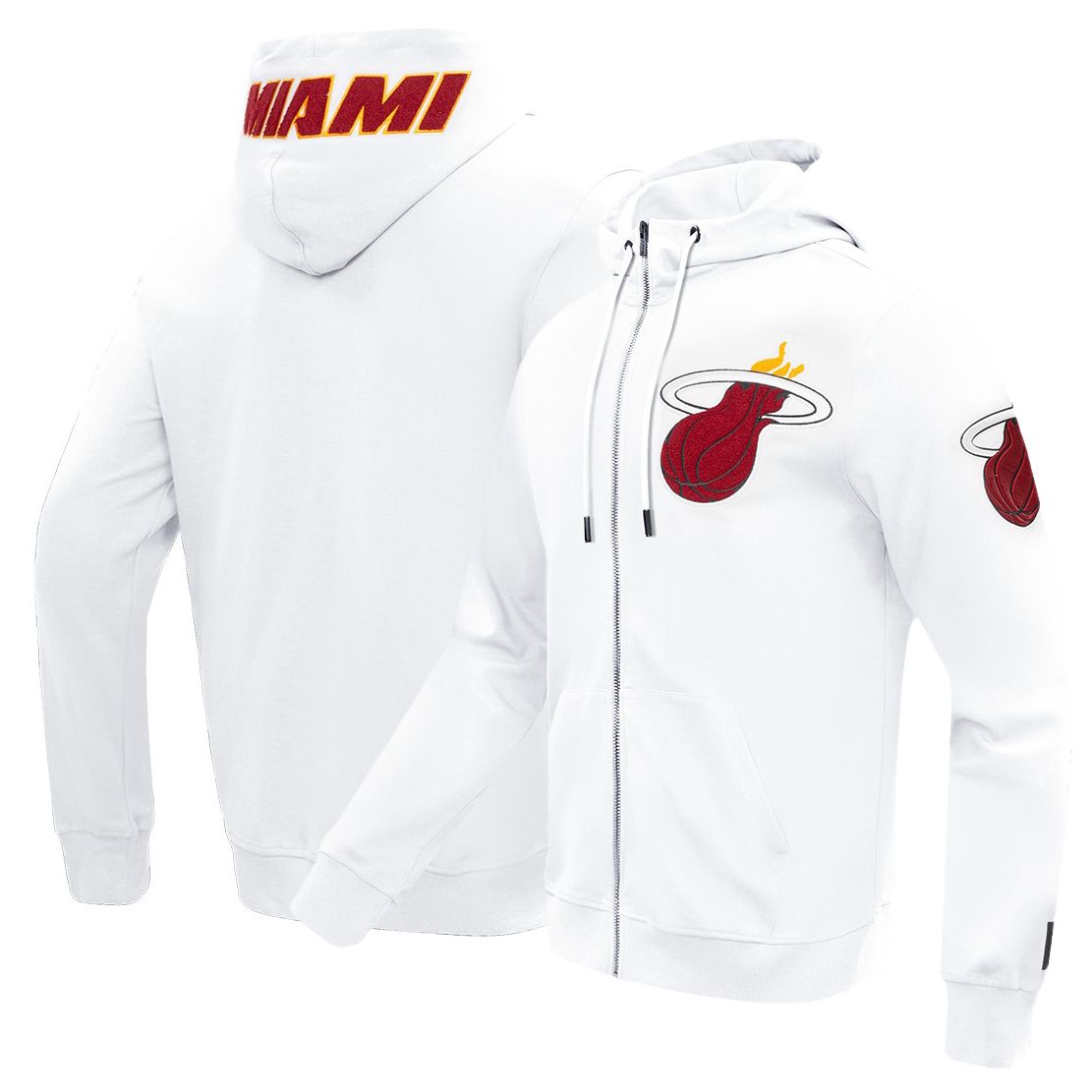 Pro Standard Men's Miami Heat White Classic Chenille Full-Zip Hoodie