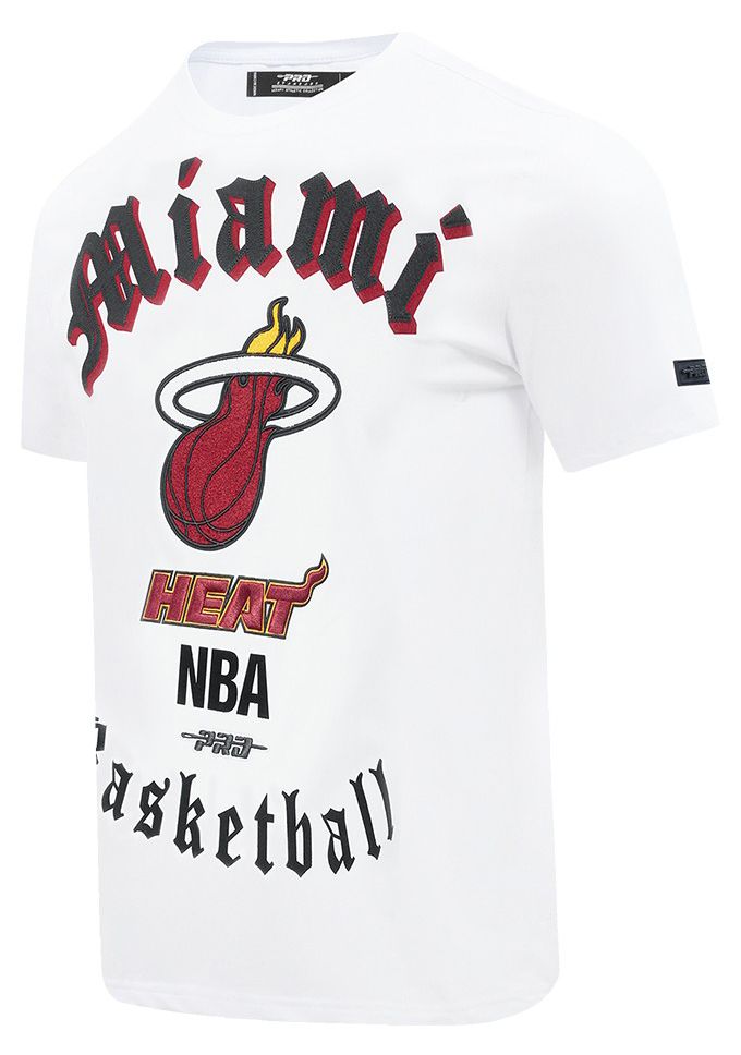 Pro Standard Men's Miami Heat White Old English Short Sleeve T-Shirt