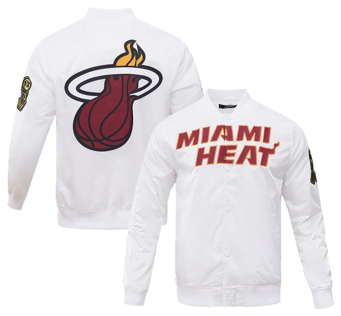 Pro Standard Men's Miami Heat White Big Logo Satin Jacket
