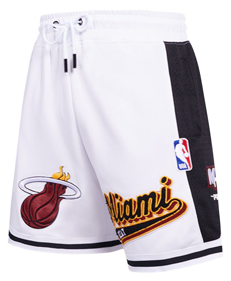 Pro Standard Men's Miami Heat White Script Tail Fleece Shorts