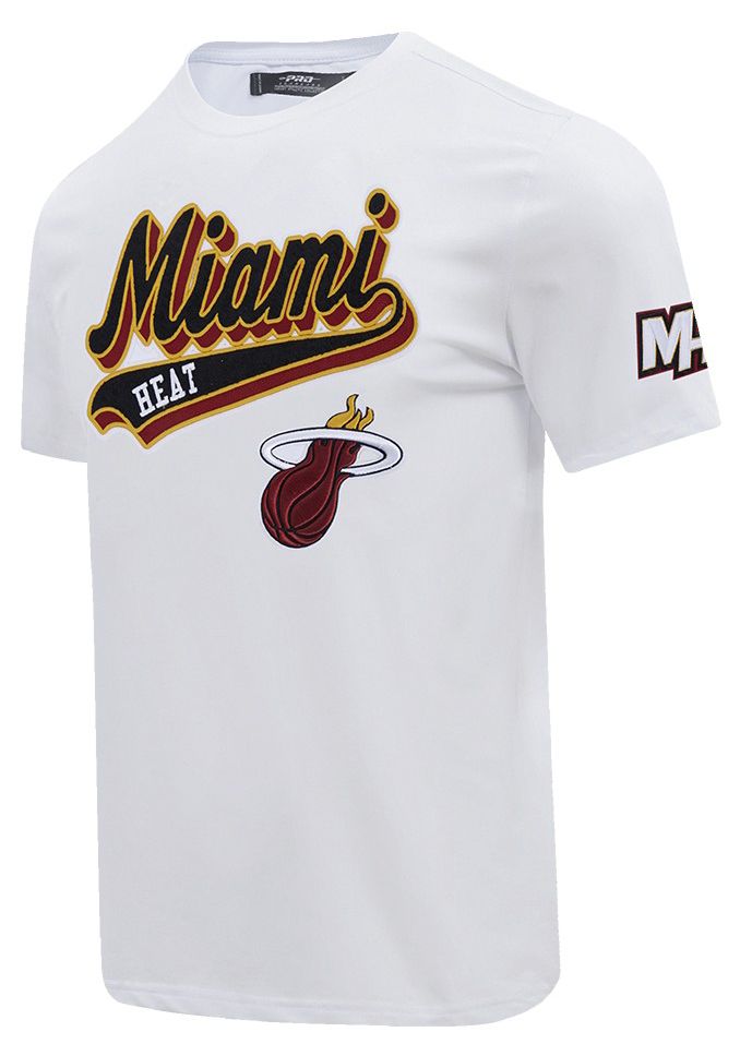 Pro Standard Men's Miami Heat White Script Tail Short Sleeve T-Shirt