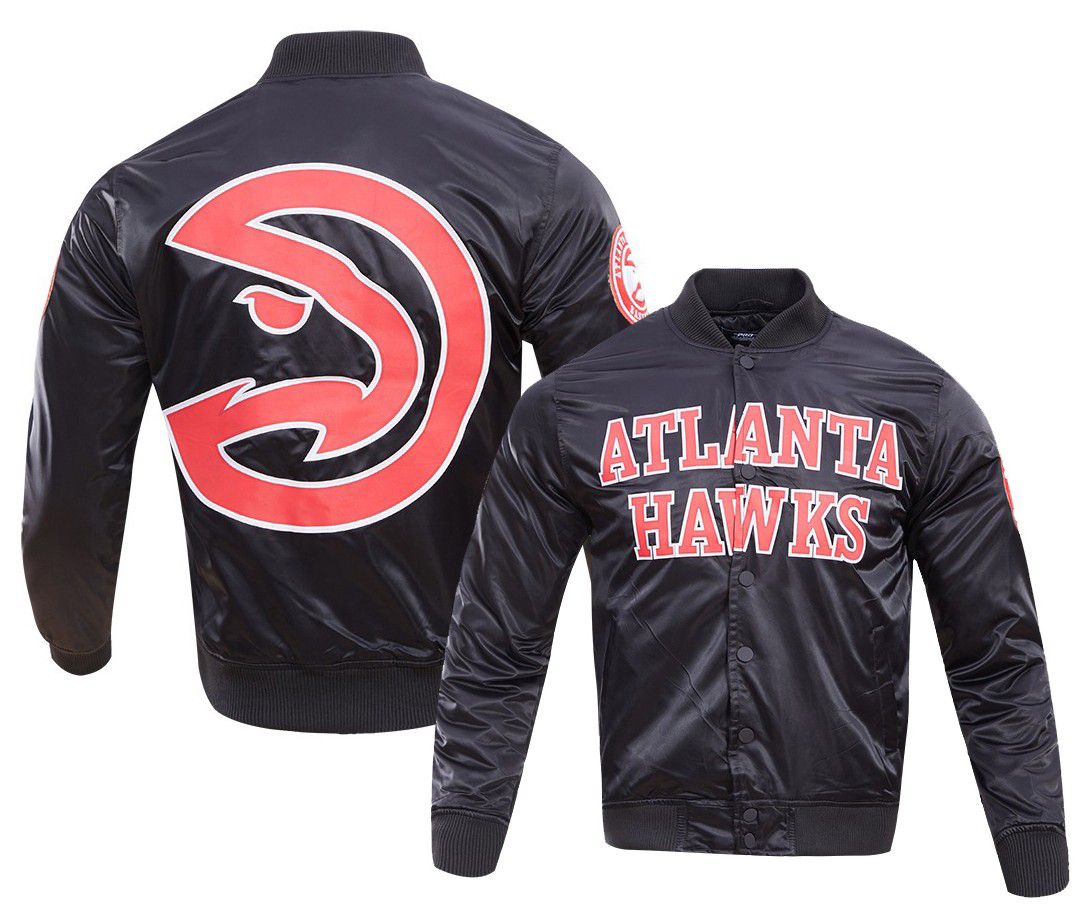 Pro Standard Men's Atlanta Hawks Black Big Logo Satin Jacket