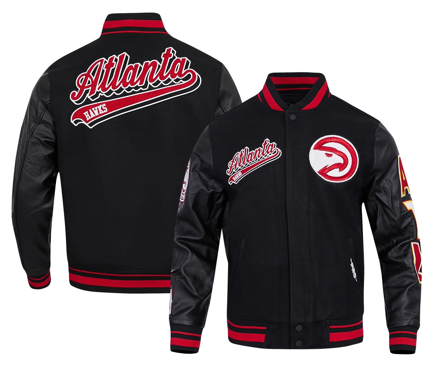 Pro Standard Men's Atlanta Hawks Black Script Tail Rib Wool Varsity Jacket