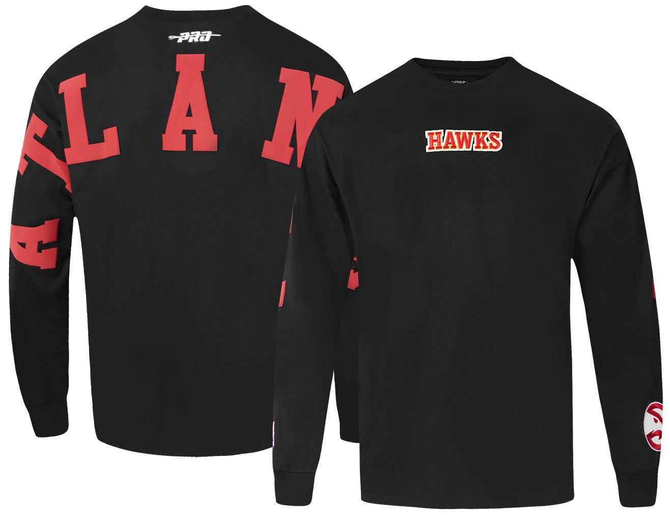 Pro Standard Men's Atlanta Hawks Black Wingspan Drop Shoulder Long Sleeve T-Shirt