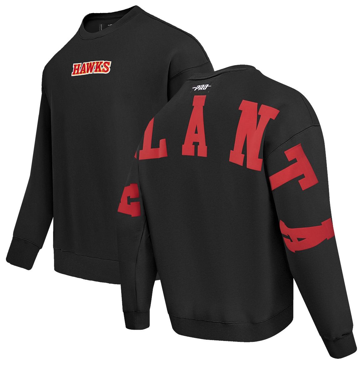Pro Standard Men's Atlanta Hawks Black Wingspan Drop Shoulder Fleece Crewneck Sweatshirt