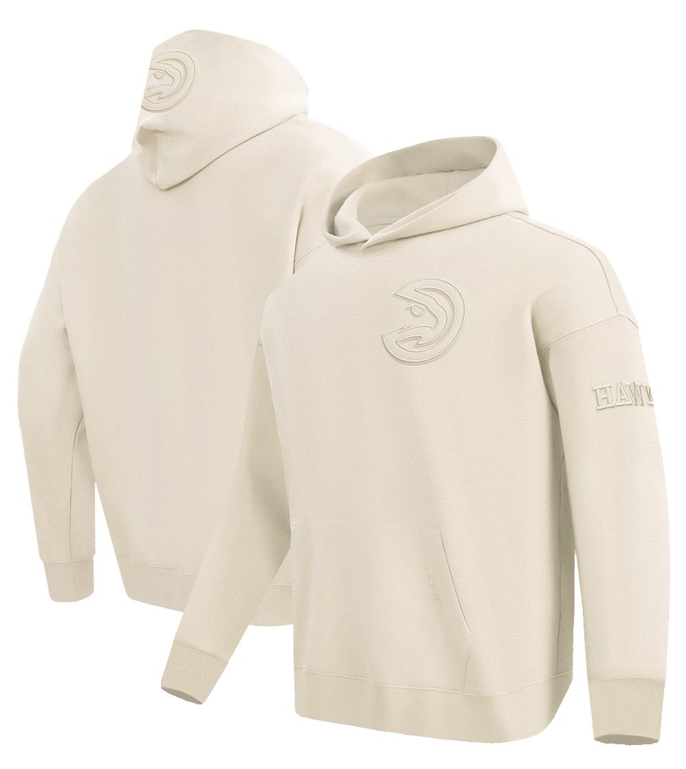 Pro Standard Men's Atlanta Hawks Off White Neutral Drop Shoulder Fleece Hoodie