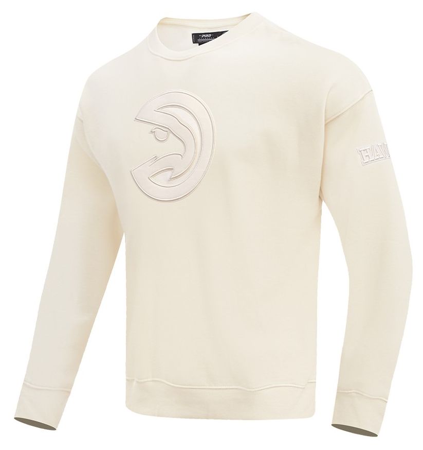 Pro Standard Men's Atlanta Hawks Off White Neutral Drop Shoulder Fleece Crewneck Sweatshirt