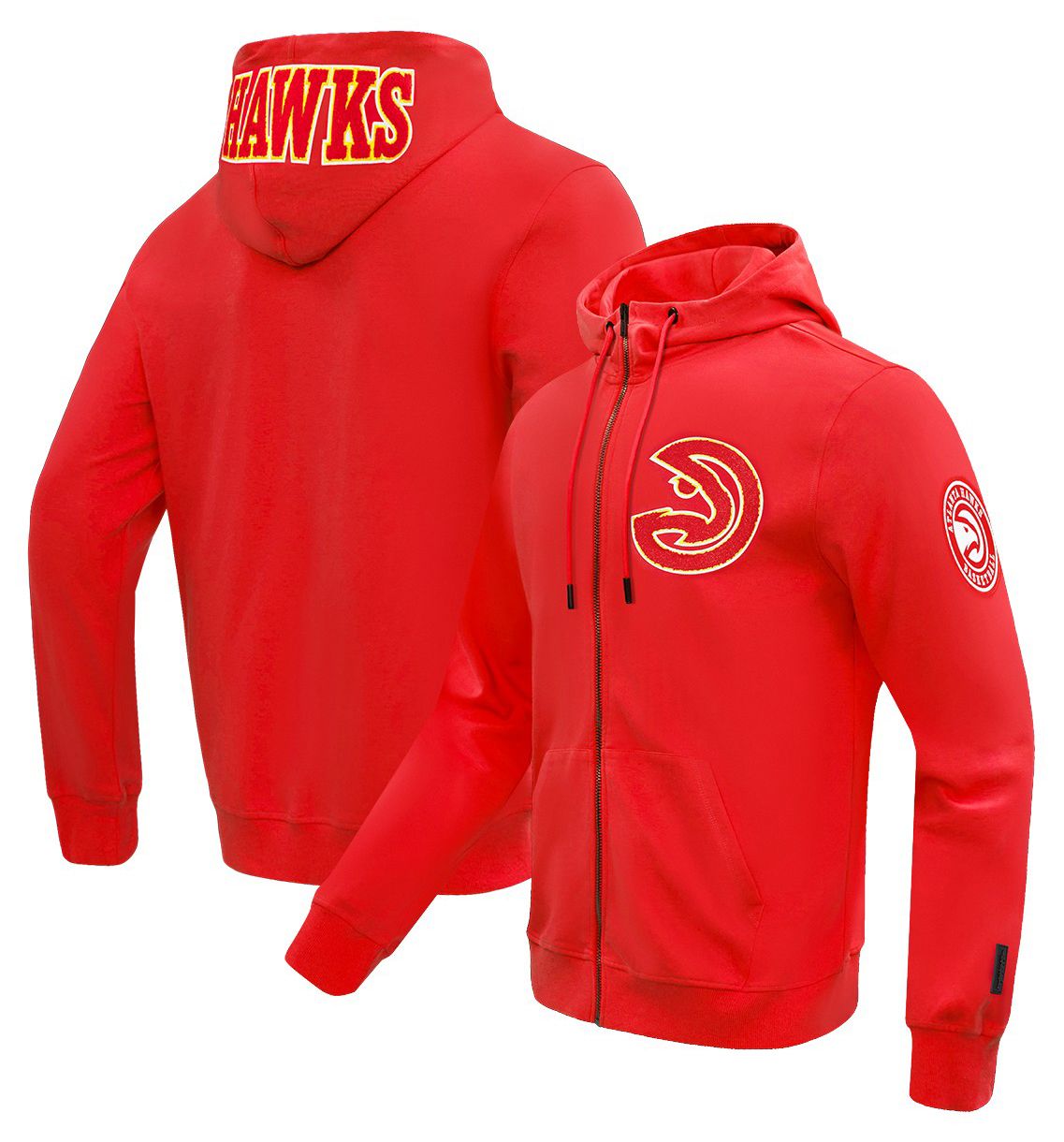 Pro Standard Men's Atlanta Hawks Red Classic Chenille Full-Zip Hoodie