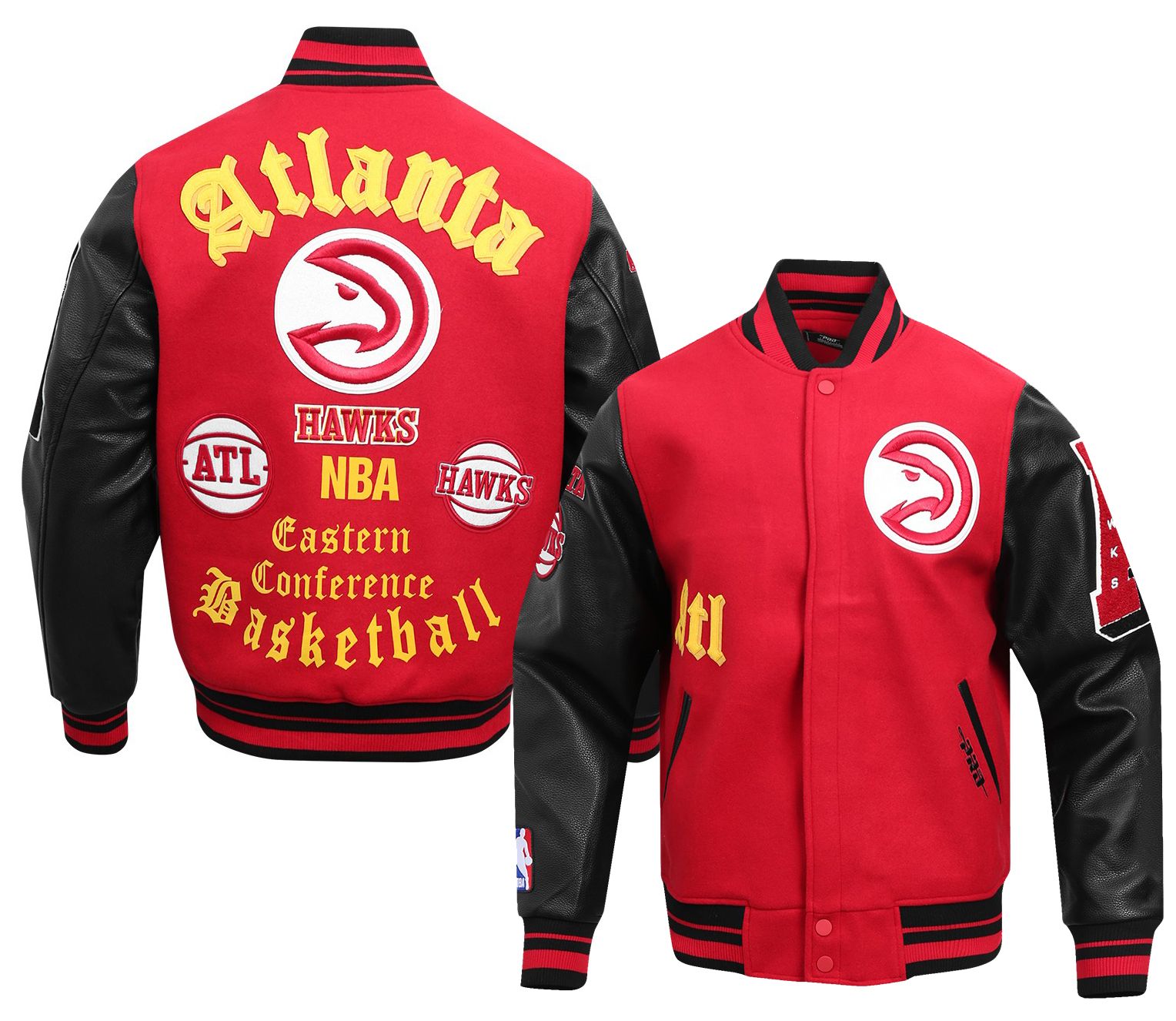 Pro Standard Men's Atlanta Hawks Red Old English Rib Wool Varsity Jacket