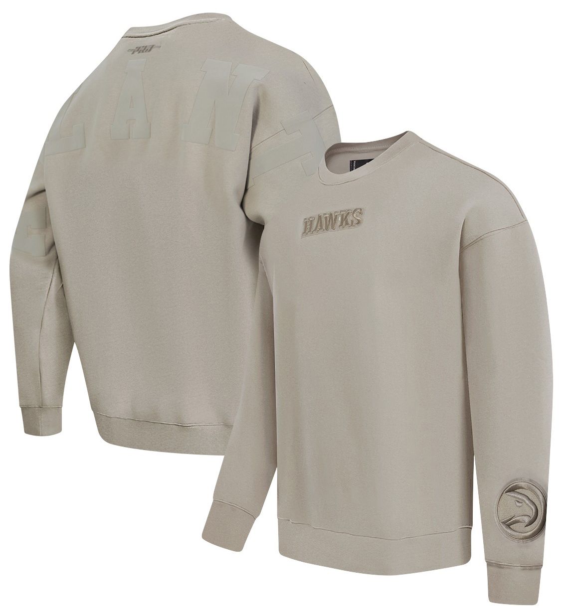 Pro Standard Men's Atlanta Hawks Taupe Wingspan Drop Shoulder Fleece Crewneck Sweatshirt