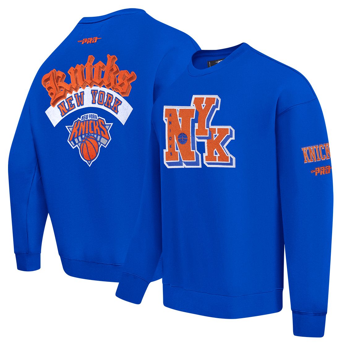 Pro Standard Men's New York Knicks Blue Best Of Crew Pullover Sweatshirt