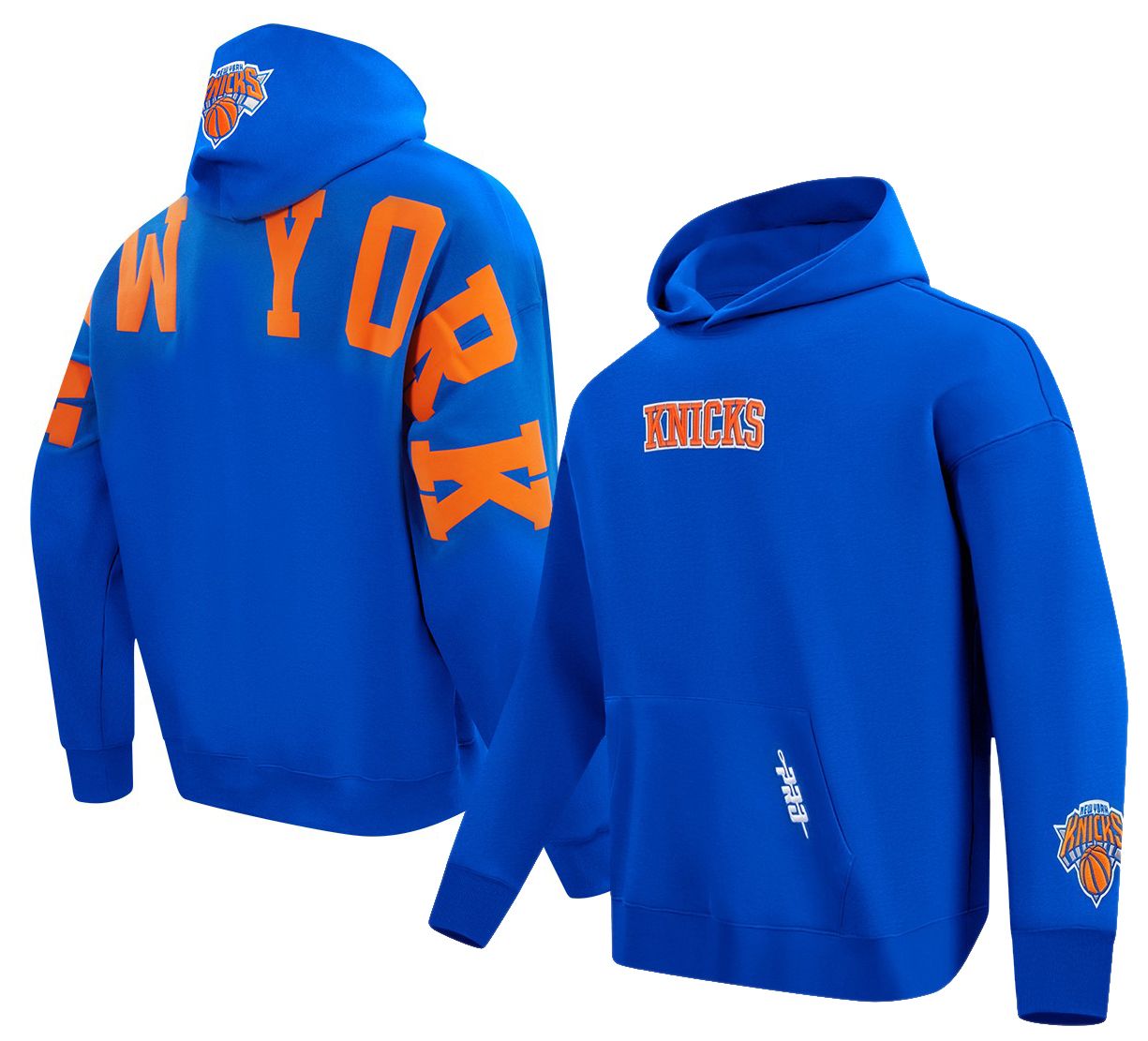 Pro Standard Men's New York Knicks Blue Wingspan Drop Shoulder Hoodie