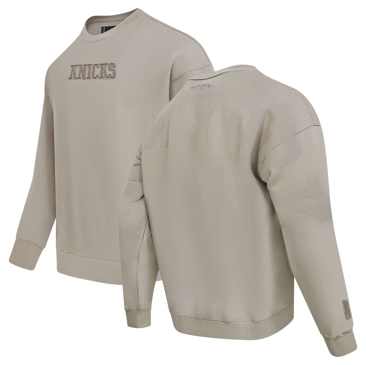 Pro Standard Men's New York Knicks Taupe Wingspan Drop Shoulder Fleece Crewneck Sweatshirt
