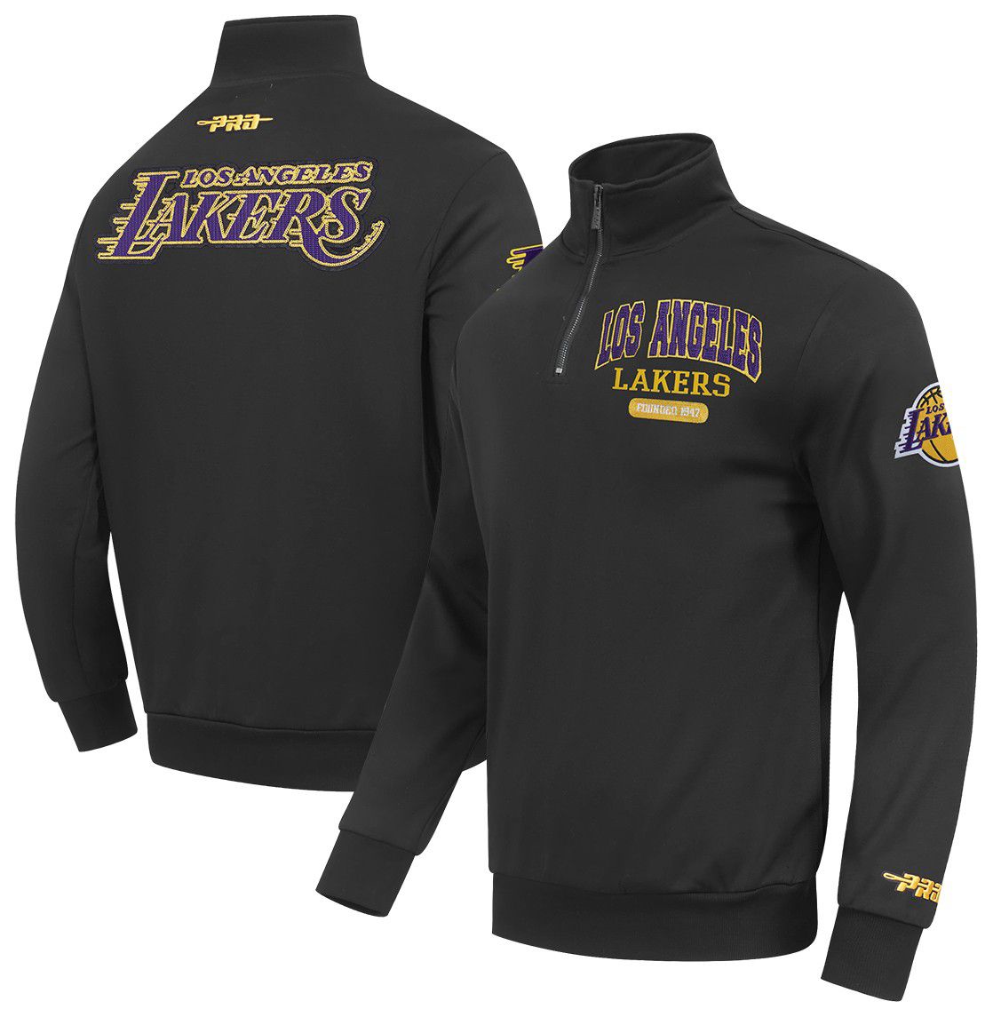 Pro Standard Men's Los Angeles Lakers Black Arch 1/4 Zip Pullover
