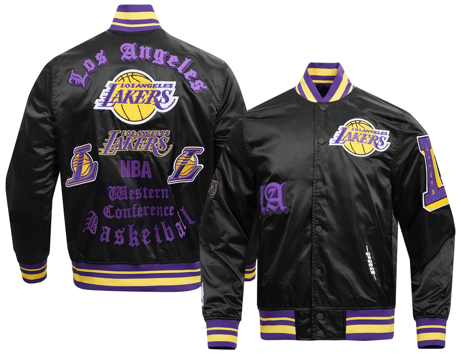 Pro Standard Men's Los Angeles Lakers Black Old English Logo Satin Jacket