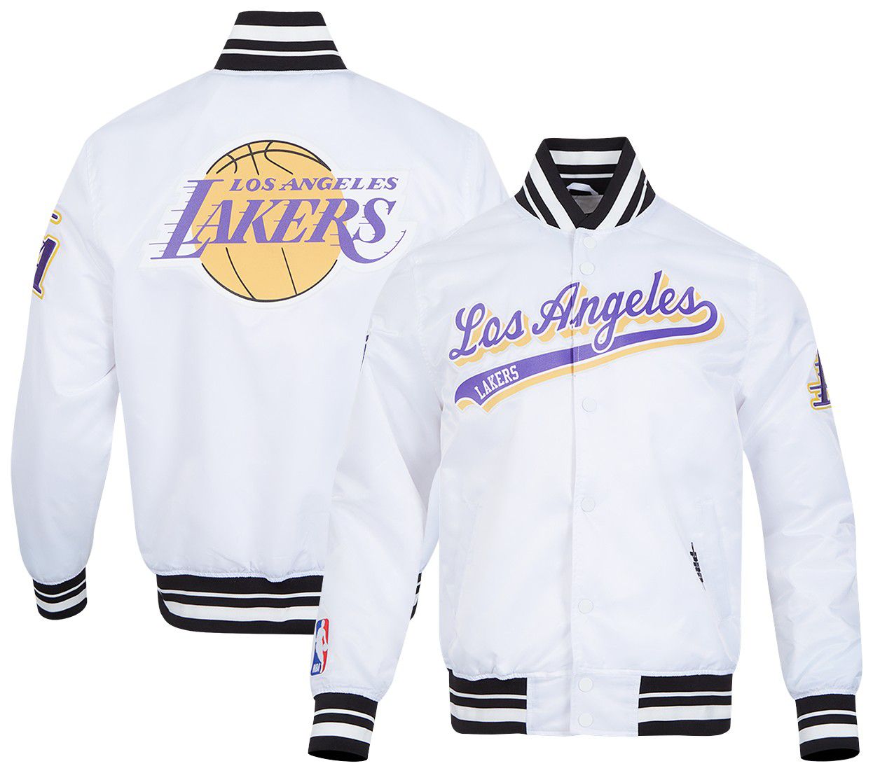 Pro Standard Men's Los Angeles Lakers White Script Tail Satin Jacket