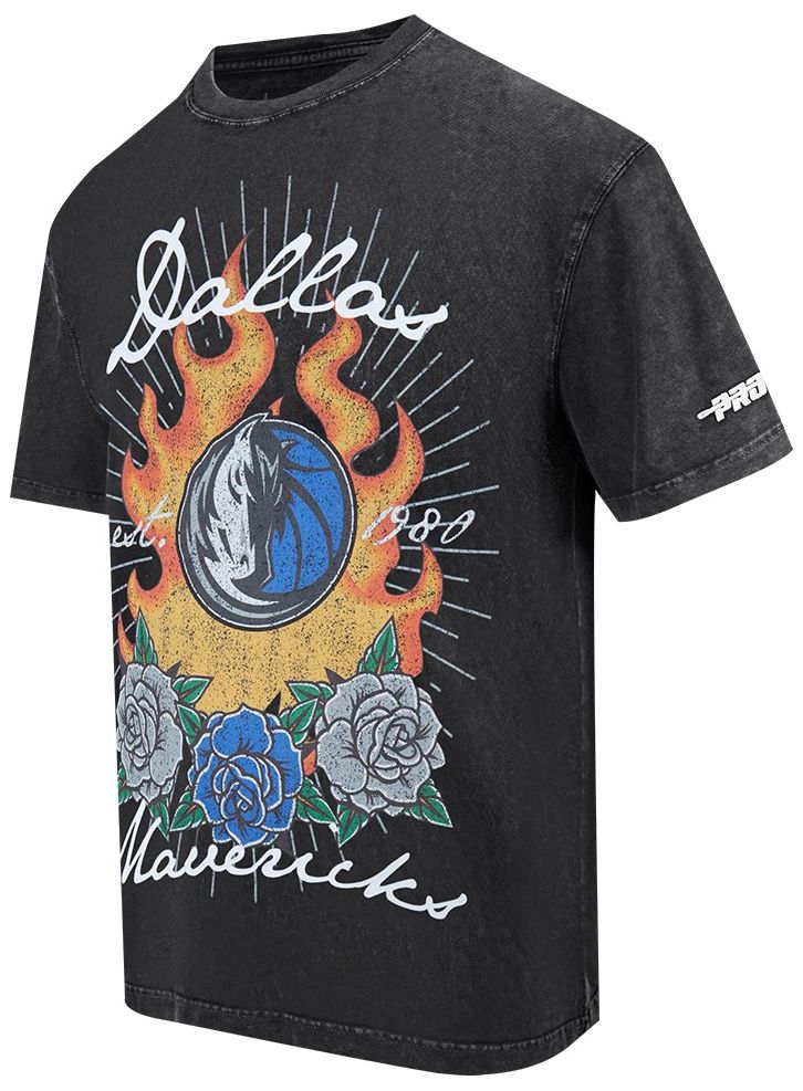 Pro Standard Men's Dallas Mavericks Black Fire And Roses Washed T-Shirt