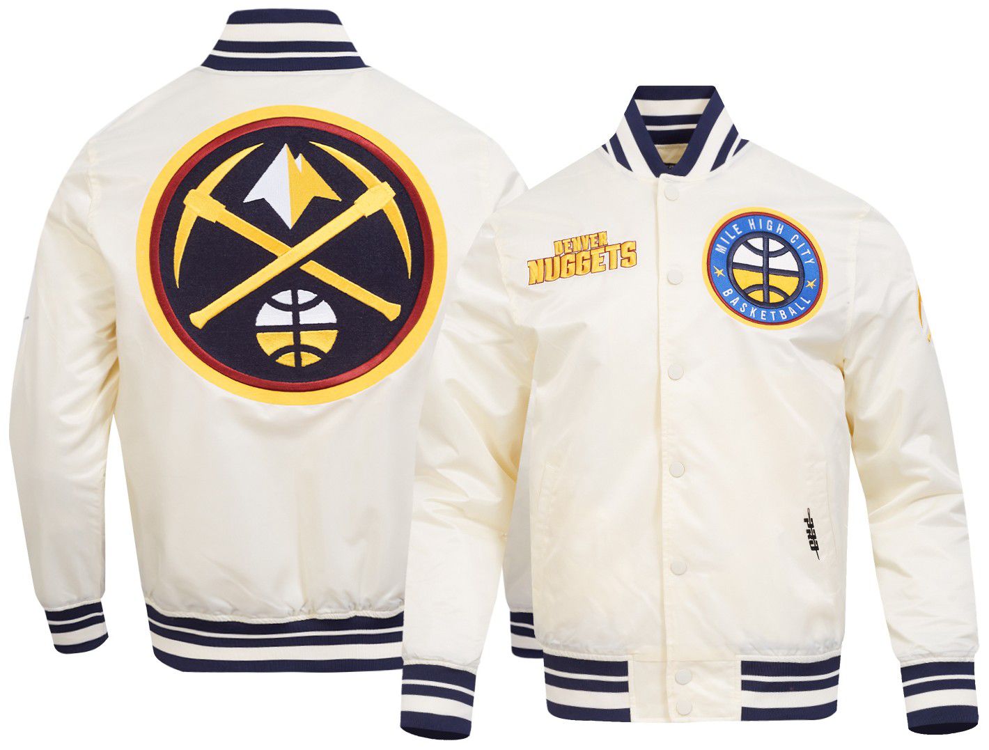 Pro Standard Men's Denver Nuggets Off White  Retro Classic Rib Satin Jacket
