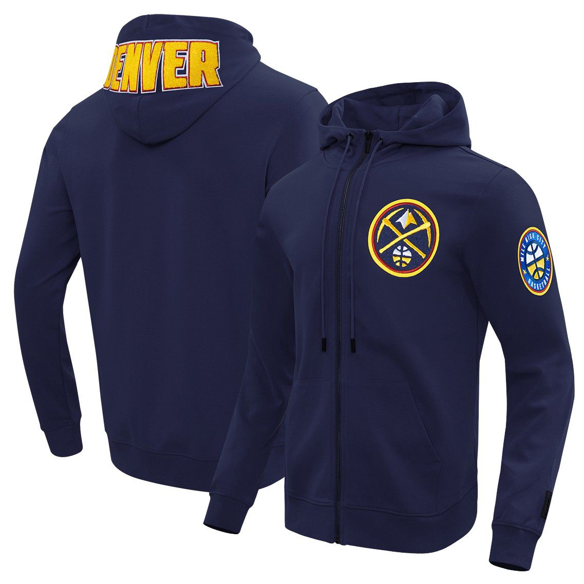 Pro Standard Men's Denver Nuggets Navy Classic Chenille Full Zip Hoodie