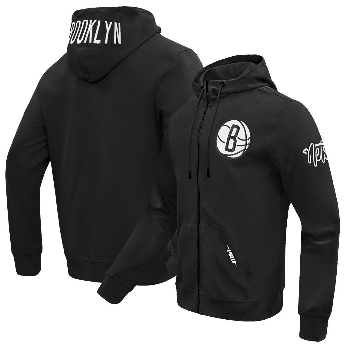 Pro Standard Men's Brooklyn Nets Black Classic Chenille Full Zip Hoodie